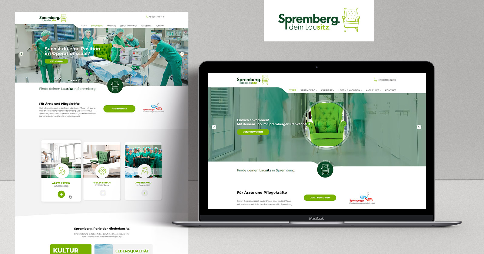 Gestaltung Webseite und Logo für Spremberger Krankenhausgesellschaft mbH